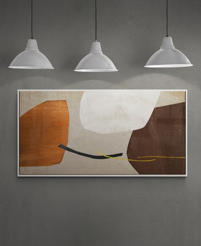 "Happy Abstract" ציור מודפס על בד קנבס מתוח, ממוסגר ומוכן לתליה- תמונת אבסטקרט לסלון בגוונים חומים