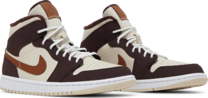 Wmns Air Jordan 1 Mid SE Cream Dark Chocolate