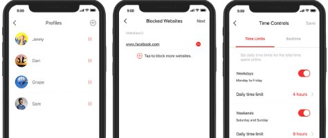 ראוטר Mercusys BE3600 Dual-Band WiFi 7 MR27BE – מסכי אפליקציית שליטה המציגים בקרת הורים.