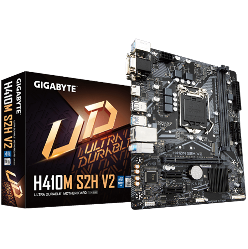 לוח דור 10 Gigabyte H410M S2H V2 1.7 M-Atx VGA DVI HDMI LGA1200