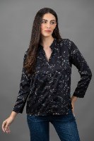 חולצת אן כחול עלים