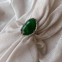 טבעת גלקטיק גדולה-  כסף ירוק