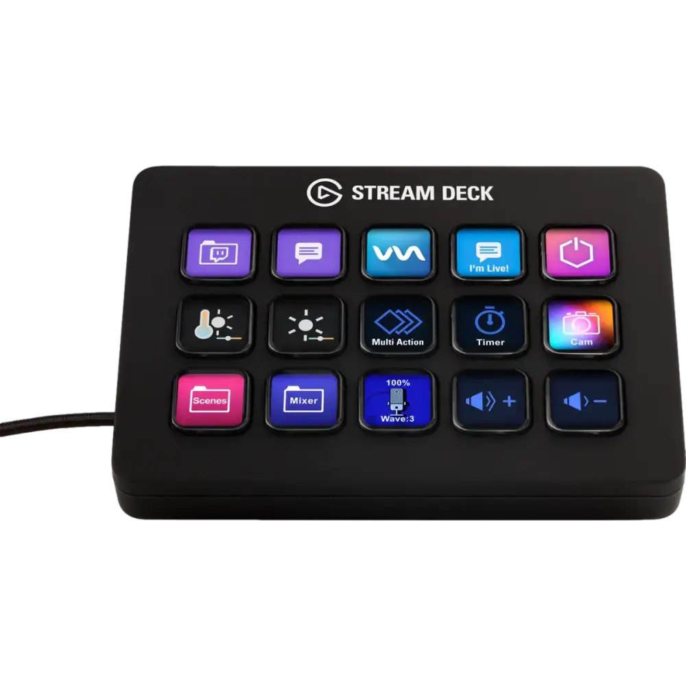 בקר שליטה Elgato Stream Deck MK2 – בקר שליטה שחור עם 15 מקשי LCD צבעוניים מוארים USB-C