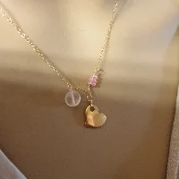 שרשרת לב אופאל ורוד אבן רוזקוורץ ורוד אבן האהבה