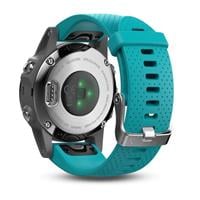 Garmin Fenix 5S Silver with turquoise band שעון דופק
