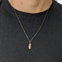 שרשרת ותליון זהב לגבר נוצה