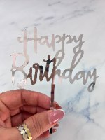 טופר happy birthday עם מקל - כסף