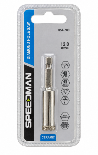 מקדח כוס יהלום לקרמיקה ⁦SPEEDMAN⁩ – ⁦12⁩ מ״מ