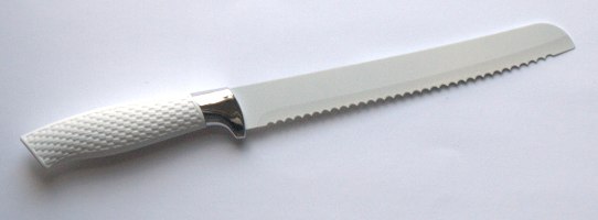 סכין לחלה ממתכת עם הדפס רימונים גוונים חומים דגם "שבת ויום טוב" - 33 ס"מ