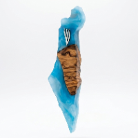 מזוזה מעוצבת צורת מפת ישראל – כחול ים תיכון