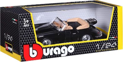 דגם מכונית בוראגו פורשה קבריולט שחור Bburago Porsche 356B Cabriolet 1/24