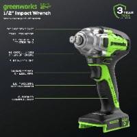 מפתח רטיטה נטען מקצועי "1/2 + 2 סוללות 2.0Ah ומטען - GREENWORKS 24V 3806902