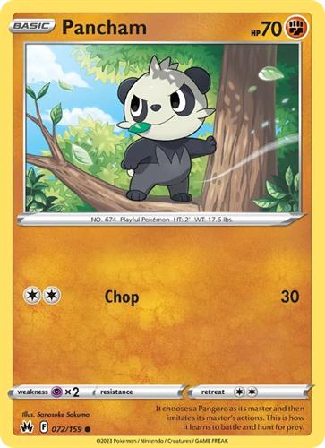 קלף בודד single פוקימון - pancham - Crown Zenith - 072/159