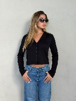 מכופתרת צווארון CROP