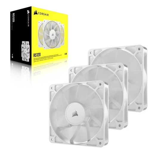 שלישיית מאווררים Corsair RS120 120mm בצבע לבן