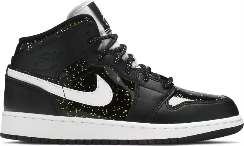 Air Jordan 1 Mid SE GS Black Glitter