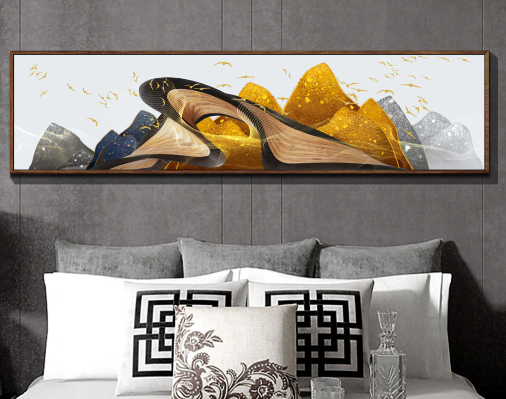תמונת קנבס לרוחב מעוצבת | תמונה לסלון או חדר השינה אבסטרקט בגווני חום זהב ואפור "גלים מהאדמה"