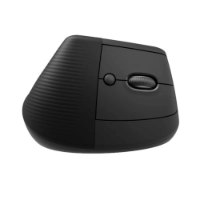עכבר צבע שחור Logitech Lift Vertical Ergonomic Mouse – פריט בודד של עכבר ארגונומי שחור אנכי מוצג בזווית על רקע לבן עם חוטית