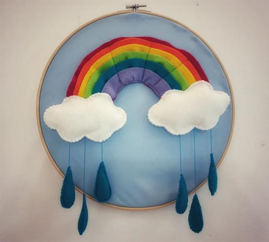 ערכת יצירה DIY ערכת תפירה - מובייל או תמונה קשת בענן לחדר ילדים