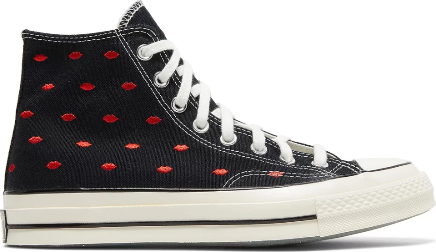Chuck 70 Embroidered Lips High Love Me Black