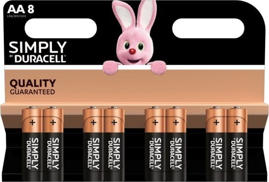 שמיניית סוללות Duracell Simply AA אלקליין