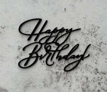 טופר אקריל שחור happy birthday
