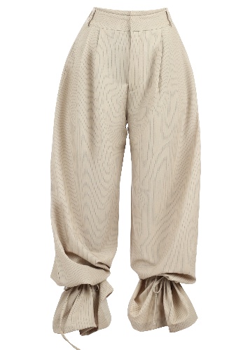 ‏Striped Balloon Pants – Cream Beige