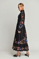 שמלה עיטורים פרחים שחור