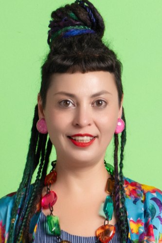 עגילי קליפס רזין חצי כדור גולף ורוד שקוף