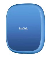 כונן SSD נייד SanDisk Creator Phone SSD 2TB – 4K כונן כחול עם לוגו SanDisk לבן בחזיתו פריט בודד