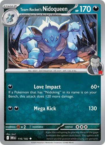 קלף בודד single פוקימון - team rocket's nidoqueen - Destined Rivals - 116/182