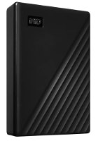 כונן קשיח חיצוני צבע שחור Western Digital My Passport 5TB – פריט בודד בצבע שחור עם לוגו WD וטקסטורת פסים אלכסוניים