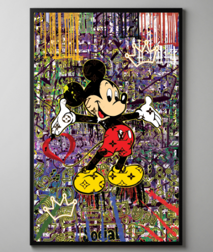 "Graffiti Mickey" תמונת גרפיטי של מיקי מאוס מעוצבת ומודפסת על קנבס פרימיום | הדפס מתוח מוכן לתליה