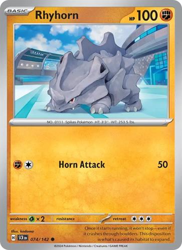 קלף בודד single פוקימון - rhyhorn - Stellar Crown - 074/142