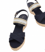 סנדל טומי Golden Webbing Mid Wedge Tommy Hilfiger