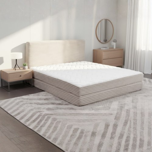 מיטה זוגית Cozy מרופדת 200x180 בצבע שמנת