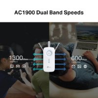מגדיל טווח Tp-Link RE550 AC1900 Wi-Fi – פריט בודד המציג מהירויות 5GHz ו-2 4GHz שונות לאינטרנט