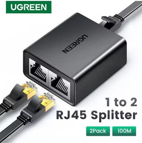קיט מפצל כבל רשת RJ-45 ל-2 חיבורים יוגרין בצבע שחור מק"ט UGREEN 50923