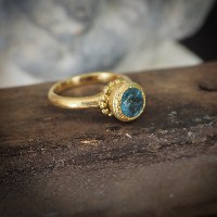 18K Gold Aquamarine Crown Ring