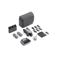 רחפן עם שלט חכם DJI Air 3S Combo + RC2 – התמונה מציגה רחפן אפור שלט חכם תיק נשיאה וסט אביזרים