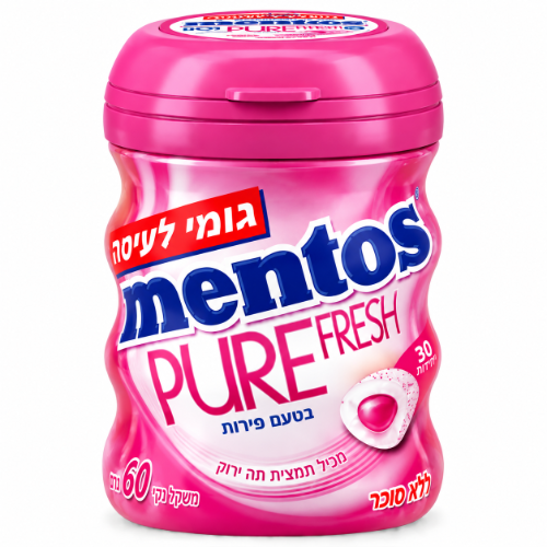 מסטיק מנטוס בטעם פירות ללא סוכר 60 גרם - מנטוס