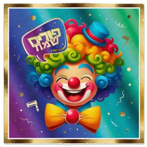 16 יח' מפיות צבעוניות ליצן פורים