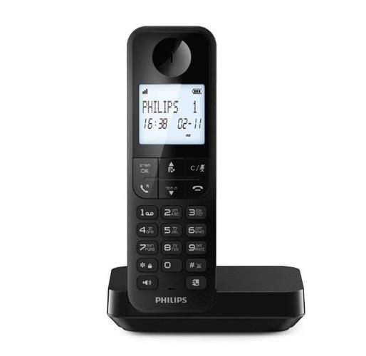 טלפון אלחוטי Philips D2701B בצבע שחור