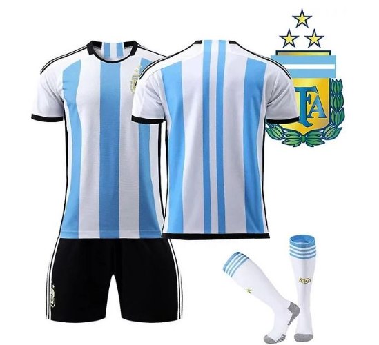 תלבושת  כדורגל צבע תכלת דמוי ארגנטינה  (לוגו+ספונסר שלכם)