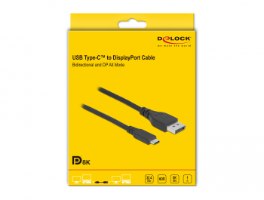כבל מסך Delock Bidirectional USB Type-C to DisplayPort Certified Cable 8K 60 Hz 1 m