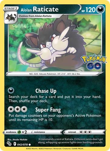 קלף בודד single פוקימון - alolan raticate - Pokemon Go - 042/078