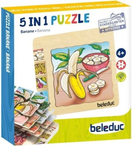 פאזל בננה מעץ 5 ב 1 עם 30 חלקים  17049 BELEDUC