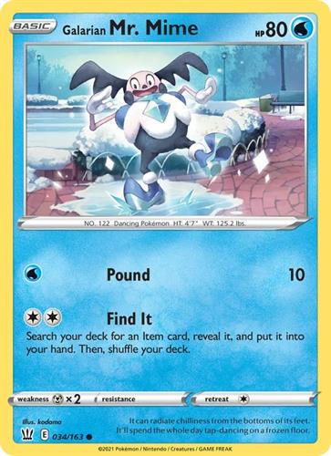 קלף בודד single פוקימון - galarian mr.mime - Battle Styles - 034/163