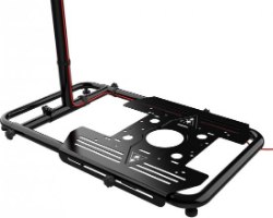 מעמד לסימולטור טיסה Turtle Beach VelocityONE – מבט מקרוב על בסיס המתכת השחור והפלטפורמה המחוררת של המעמד