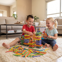 סטיקס המקורי 200 חלקים מעץ צבעונים  20004996 מבית Alfit Toys
